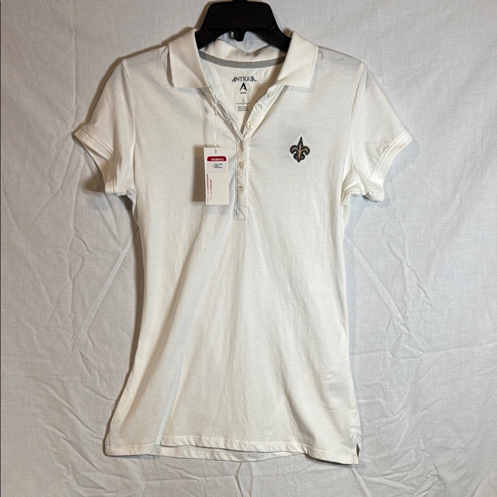 Cream Polo Shirt with New Orleans Saints Embroidered Emblem